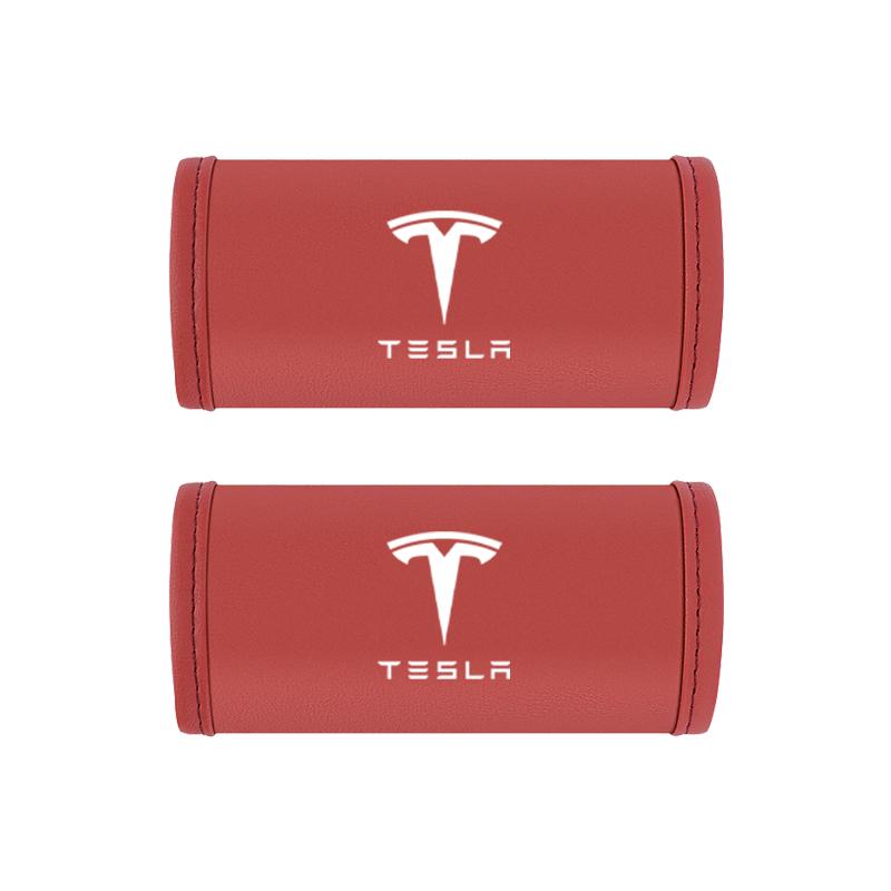 2Pcs Car Anti Slip Pull Glove Leather Handle Protector Cover For Tesla Y S Highland Juguete Model 3 Coil X Cybertruck SpaceX