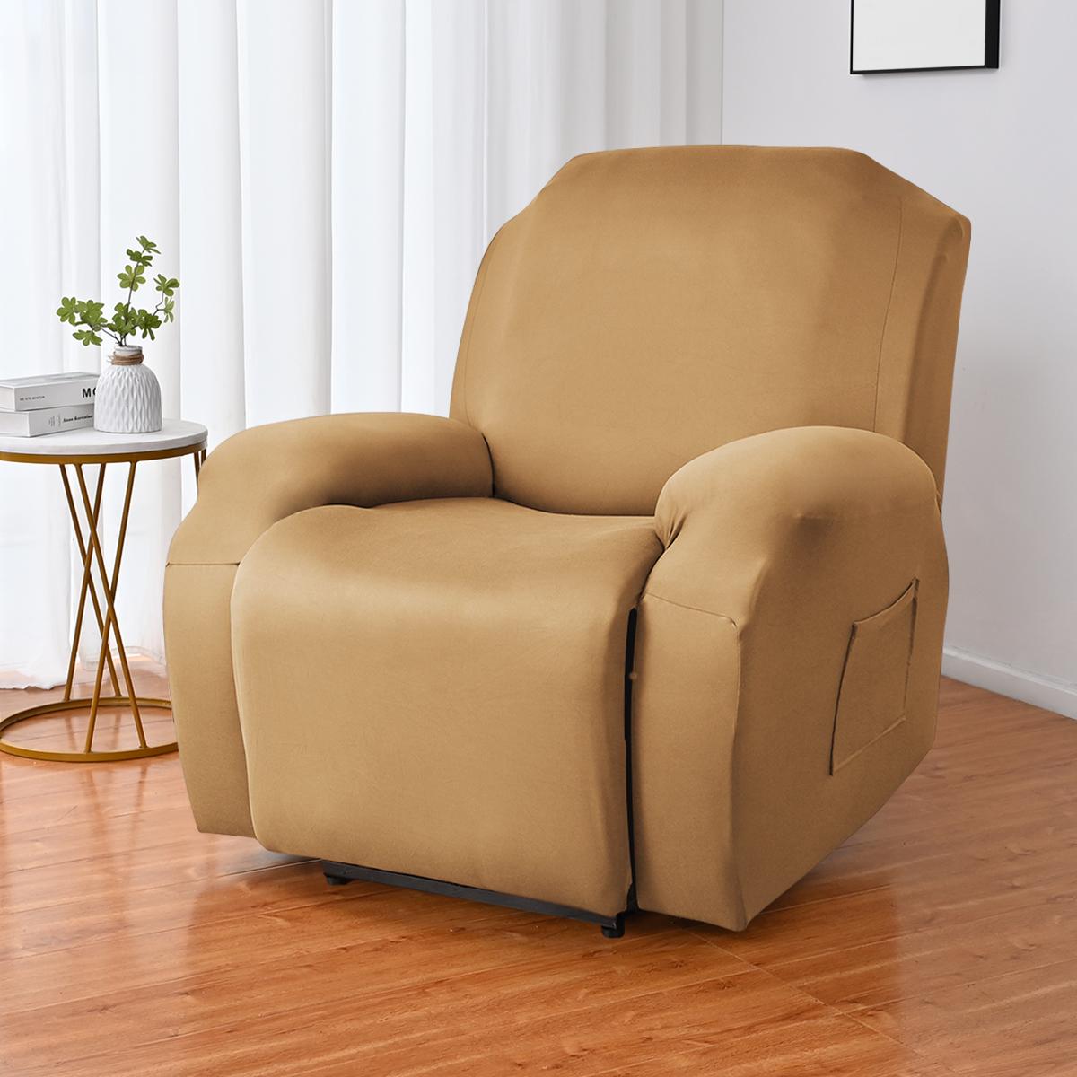4 stuks/set effen elastische enkele grondmelkzijde bankhoes voor één persoon, geschikt voor hotel woonkamer bankbescherming 1 seater