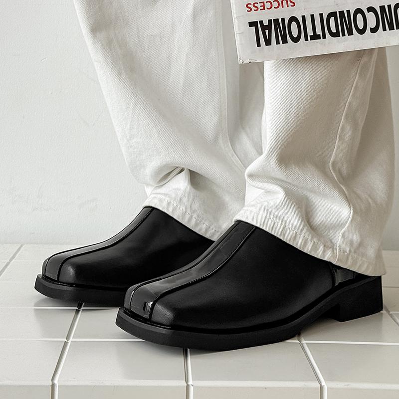 Fashion Fashion Men's Leather Shoes Minimalist British style Party dress Daily Work Office Thick soled high-quality shoes 38-46 Black
