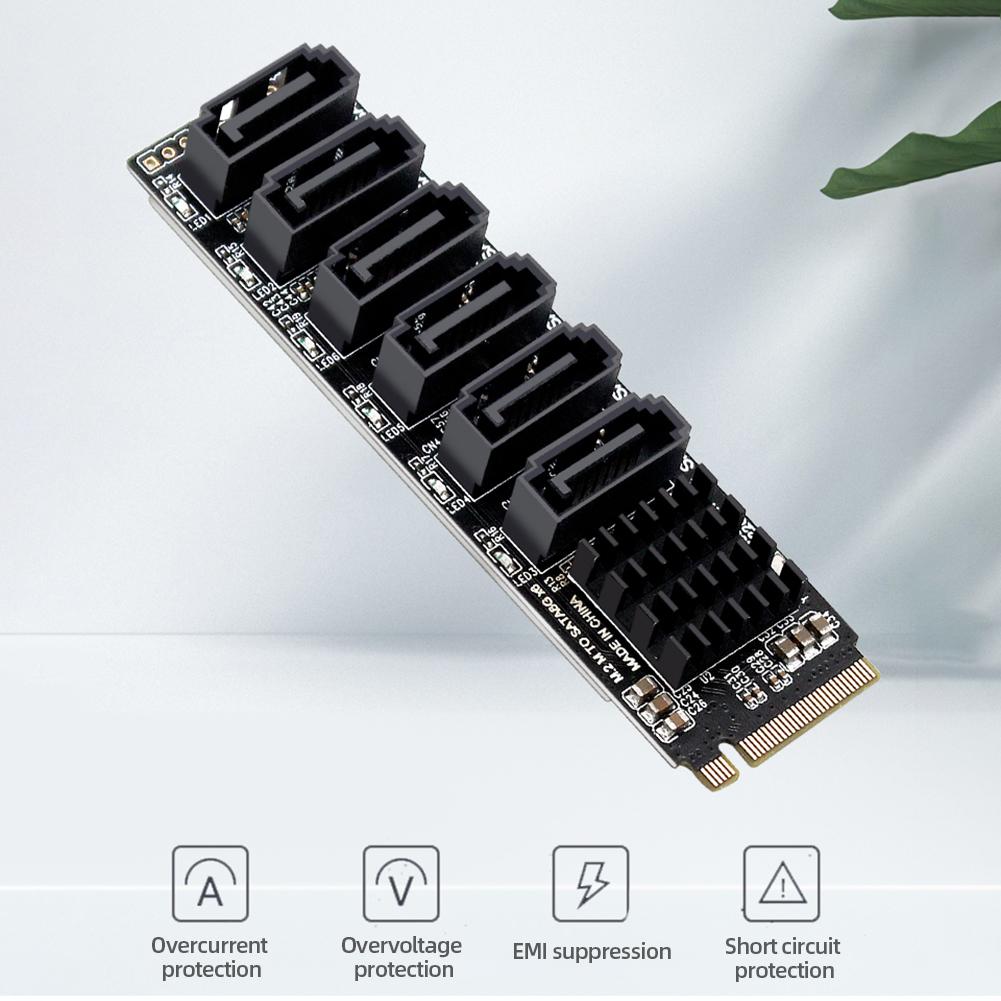 2/1PC M.2 NVME PCI-E PCIE X4 X8 X16 To 6 Port 3.0 SATA Adapter Card Riser III ASM1166 6GB/S Chassis server PC Computer Expansion