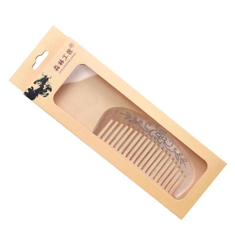 Camphor Wood Hair Comb - Solid Carved Design, Portable for Men & Women, Smooth Massage for Scalp, Free Engraving Available.
