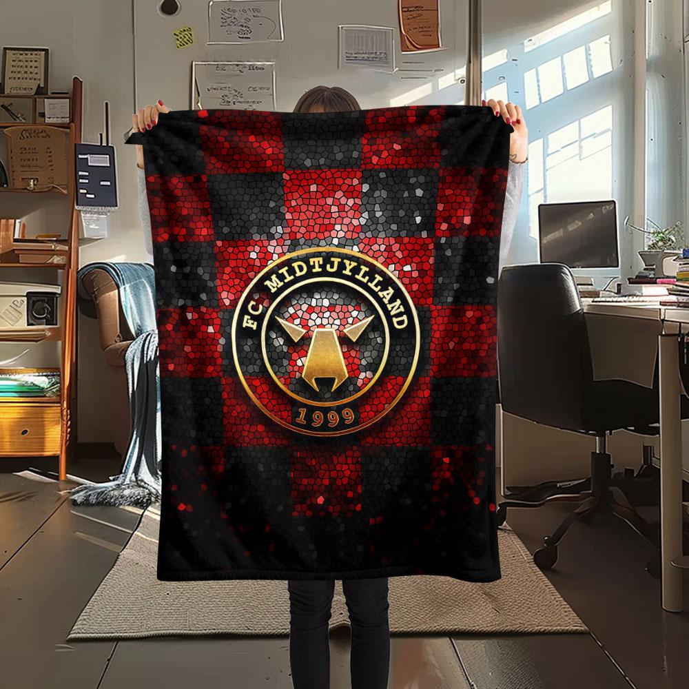 FC Midtjylland logo FlAannel Blanket, High quality Comfortable for All Seasons, Home Decor, Warmth and Comfort