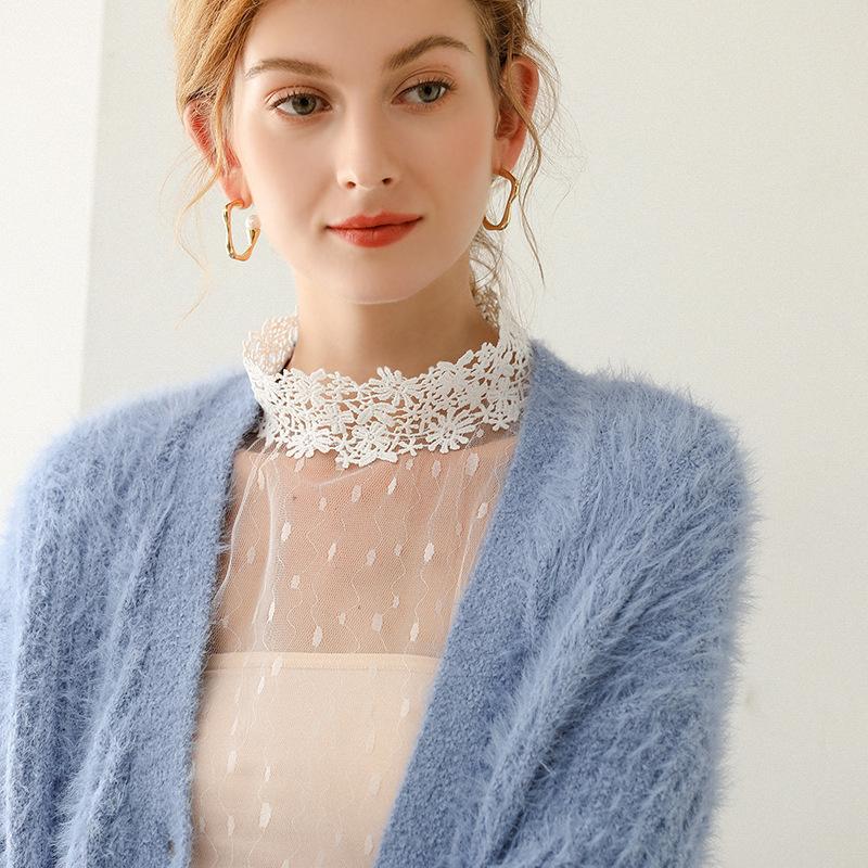 Girl Lace White Fake Collar for Women Casual High Neck Sweater Blouse Detachable Collars Ladies False Collar Neck Tie Decorative