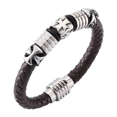 Leather Brown Men Bracelet Fashion Male Vintage Accessories Charm Bracelet Men Jewelry