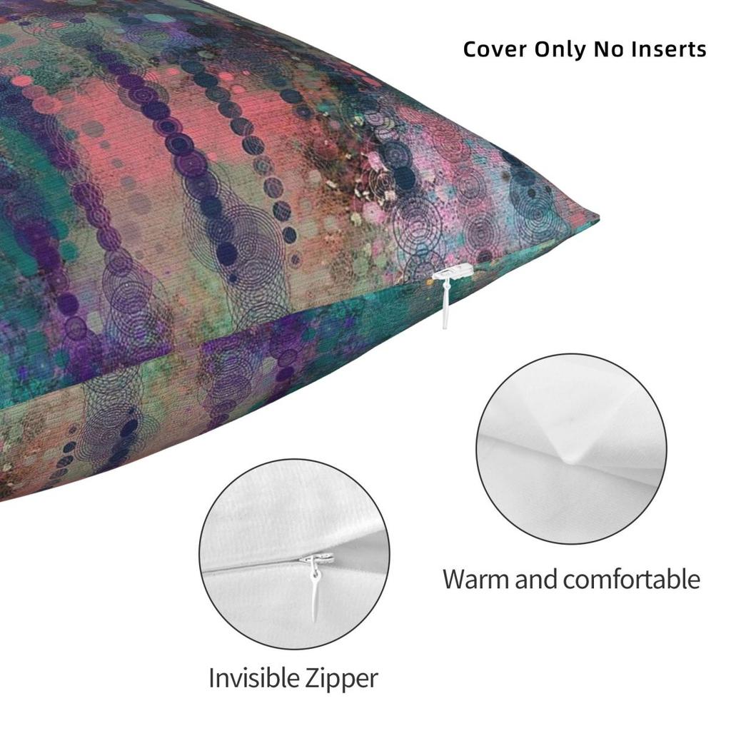 Purple And Teal Abstract Square Pillowcase Polyester Linen Velvet Pattern Zip Decorative Pillow Case Home Cushion Cover