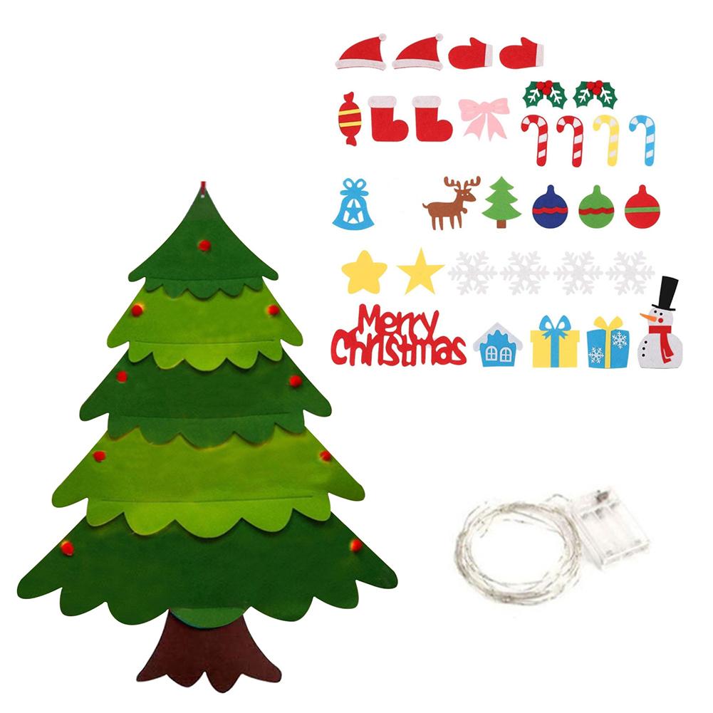 Diy Felt Christmas Tree Set Holiday Atmosphere Creative Christmas Decoration (with String Lights)