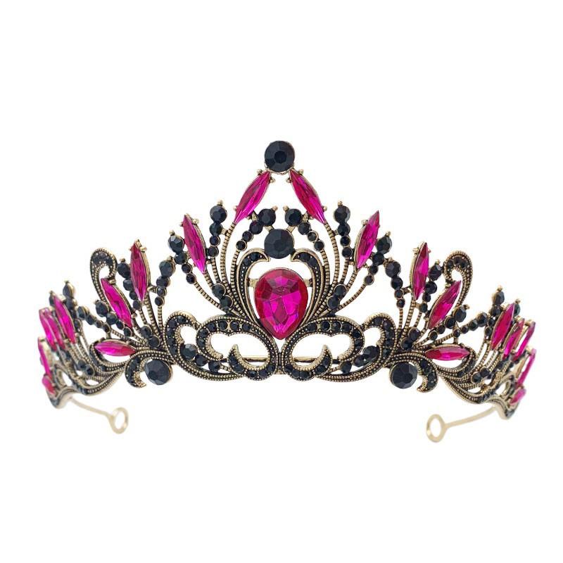 Europäische und amerikanische Brautkrone Strass Kopfschmuck Barock Schwarz Retro Schlicht und Elegant Schönheitswettbewerb Krone Hochzeitsaccessoires