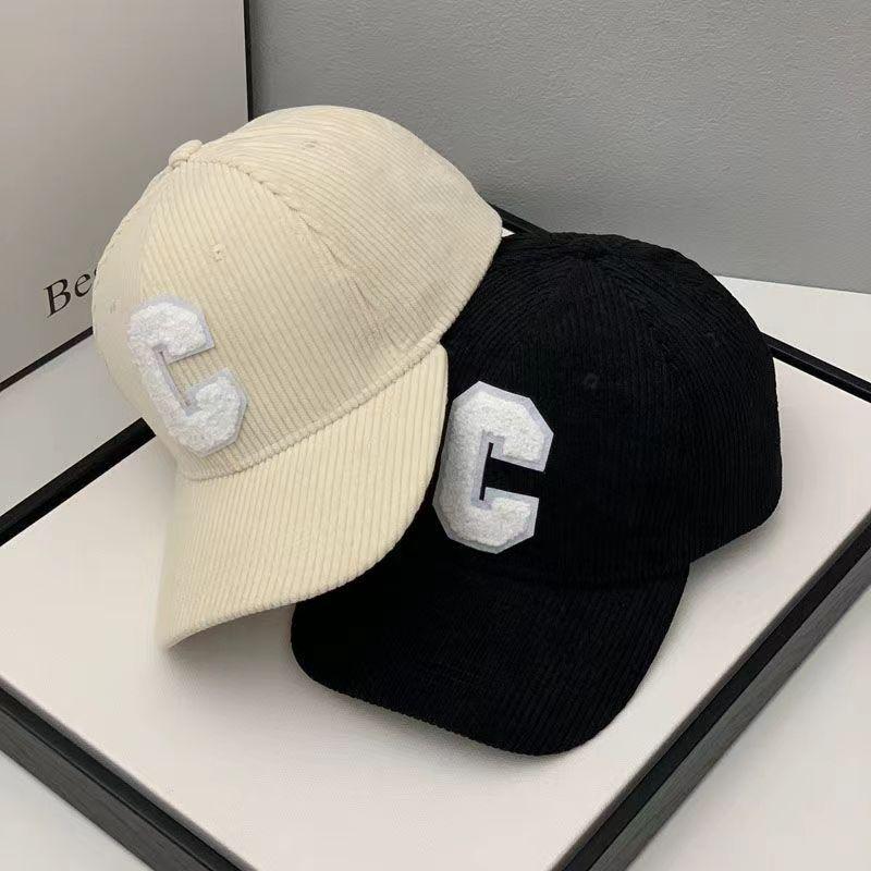 2024 Men's Autumn/Winter Corduroy Patchwork Baseball Cap with C Logo, Korean Style