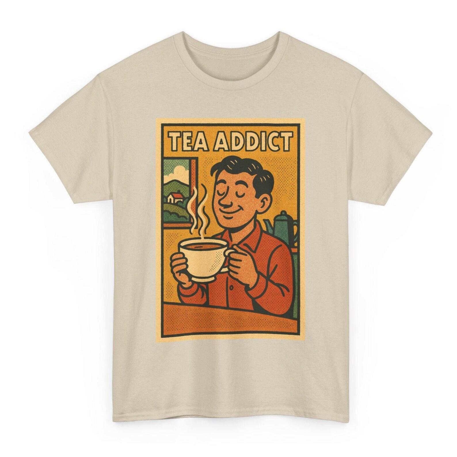 Tea Addict T-Shirt: Retro Comic Style Graphic Tee S