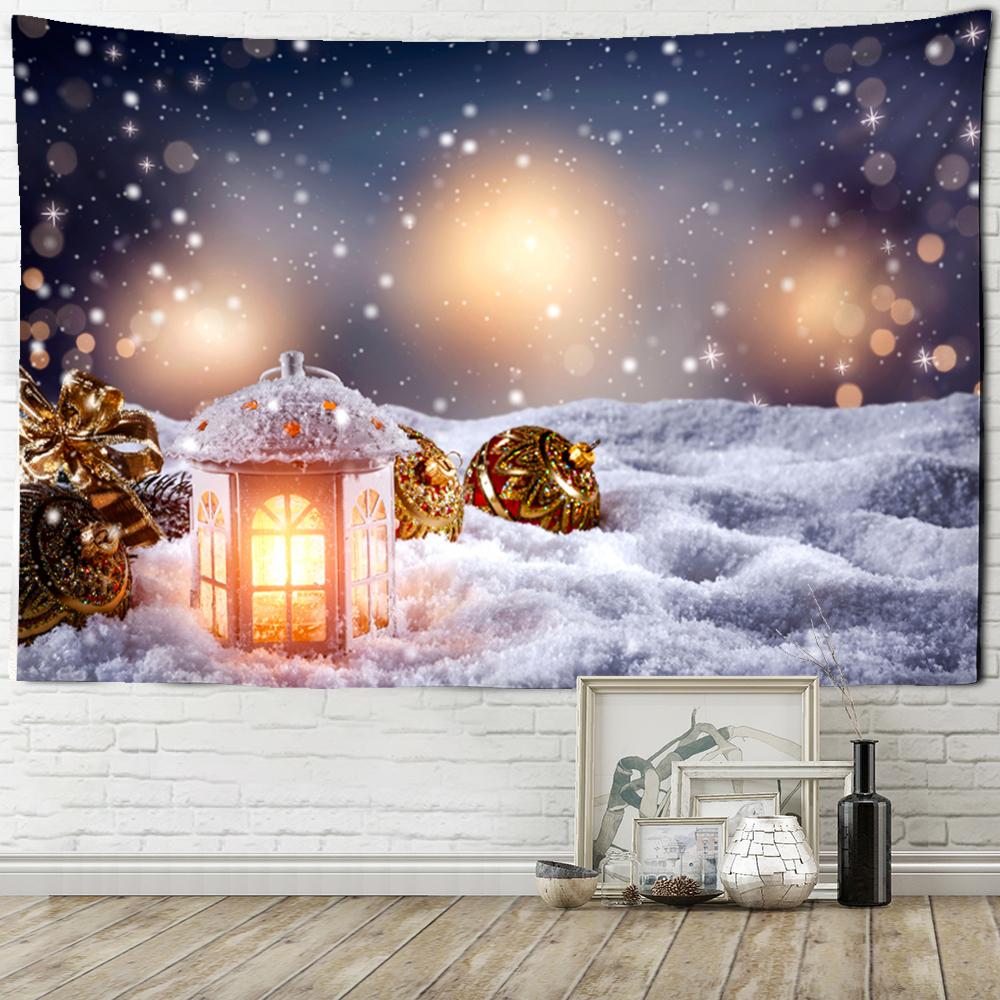 Cute Animal Elk Print Tapestry Christmas Snow Scene Illustration Wall Hanging Hippie Witchcraft Home Decor
