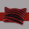 Y2K Women's Christmas Red Green Slouchy Beanies Crochet Acrylic Cotton Cap 3D Embroidered Demon Devil Cat Fox Ear Knitted Stripe