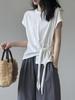 Women's Elegant French Tie-Waist Short-Sleeve T-Shirt, Summer 2026 Collection