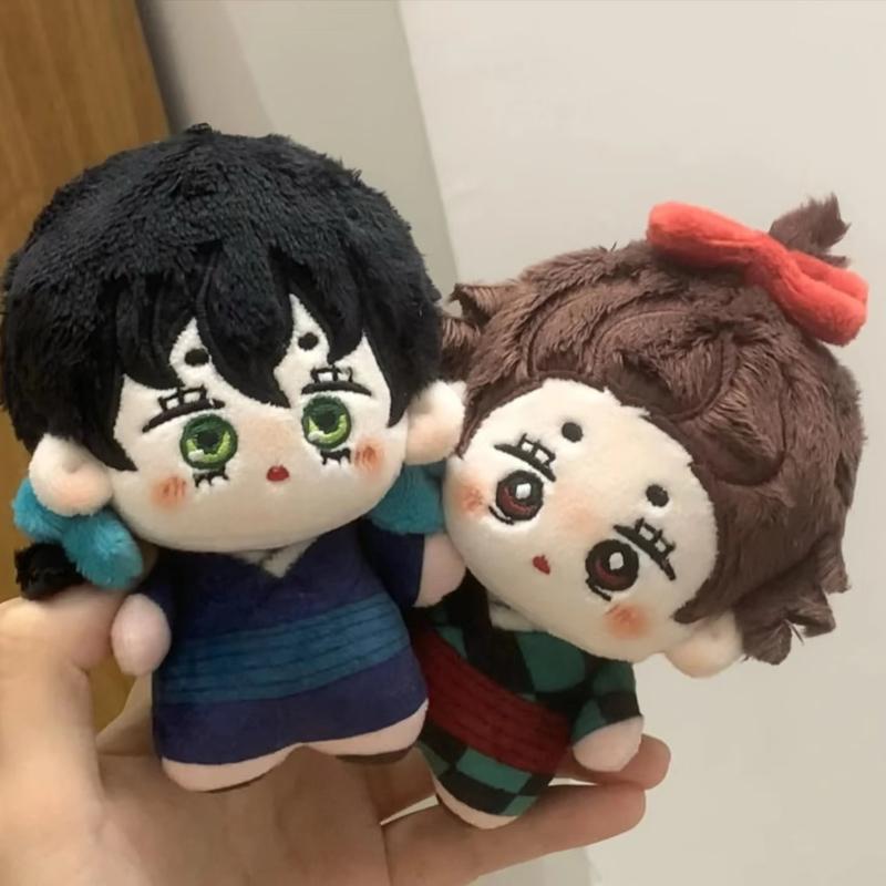 Cute Demon Slayer Mini Cotton Plush Doll Hanamichi Zenitsu Tanjiro Inosuke Kimono Chibi Figure Backpack Pendant Collectible Toy Gift for Anime Fans