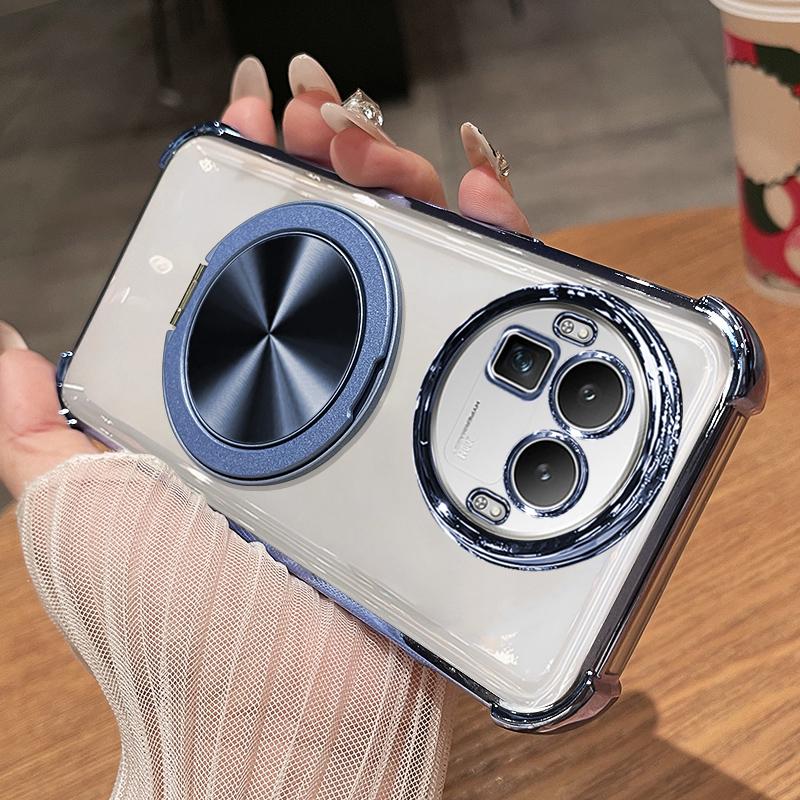 For Realme GT8 Pro Case Soft Clear Luxury Plating Magnetic Bracket Protection Phone Cover For Realme GT8 Shell Shockproof Bumper