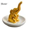 Cute Elephant Jewelry Holder Storage Tray, with Upturned Nose Design, Dustproof Tray Waterproof Compact Organizer for Rings Earrings Bracelets Case