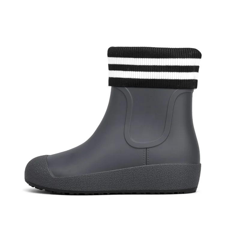 Slip-on Rain Shoes Men Rubber Boots Waterproof Platform Booties 2024 Fashion Outdoor Non-slip Rain Boots Man Working Galoshes