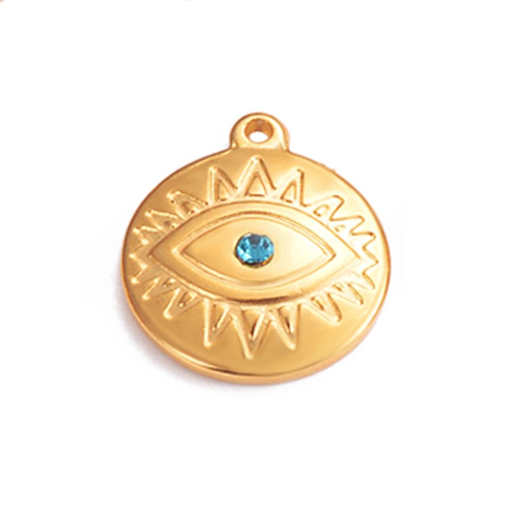 Wholesale 5pcs/lot Stainless Steel Gold Color Evil Eye Charms Handmade Craft DIY Necklaces Earrings Jewelry Making Accessories