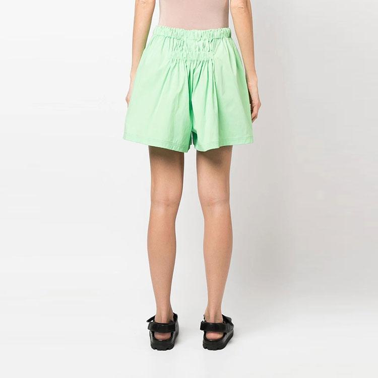 Y-3 Solid Color Waist Tie Logo Print Straight Leg Shorts Women Shorts Green HG8542