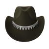 Sparkling Western Cowboy Hat Rhinestone Decoration Top Hat Elegant Felt Fedora Hat  Women