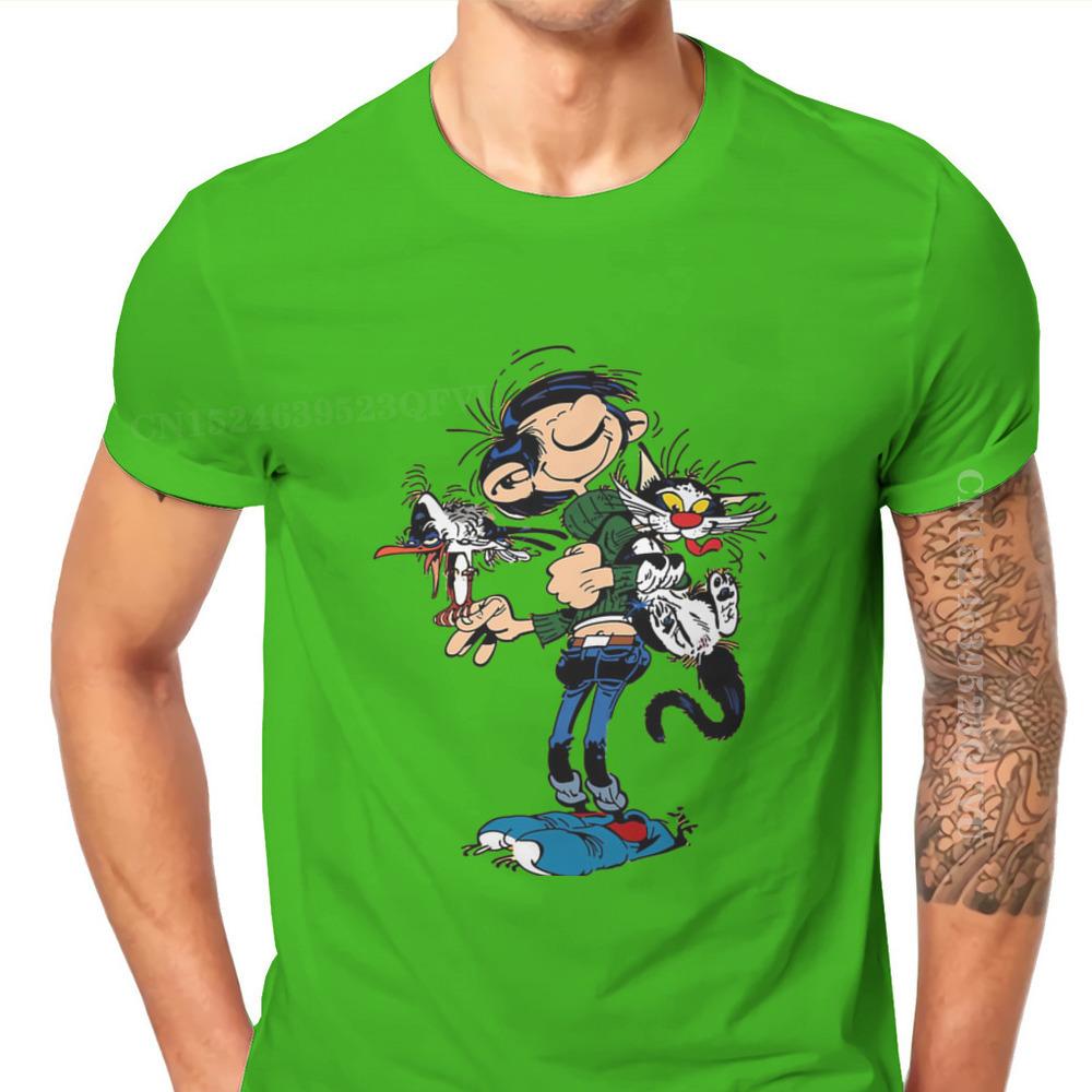 GUOYAN TOP Gaston Lagaffe Strips Katoenen T-shirts De Tweeling Van Gokker Personaliseren Man Mannen T-shirts Grappig T-shirt T-shirt Kleding Oversized M