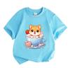 Kids Boys Girls 100% Cotton Crew Neck Short Sleeve T-Shirt Cute Cartoon Shiba Inu in Teacup Sweet Dessert Print Casual Soft Summer Tees for Children