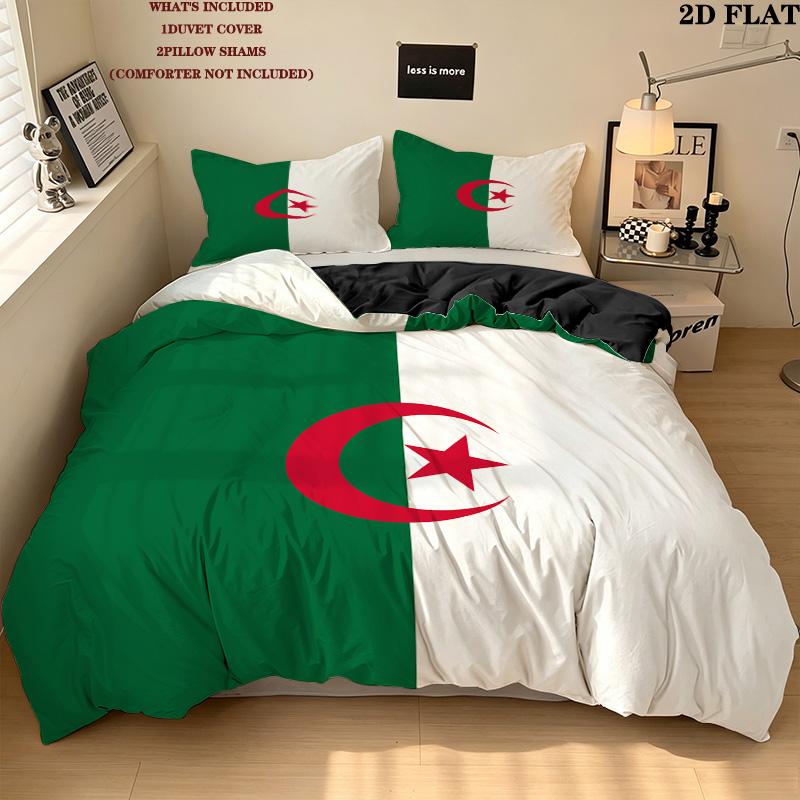 Algeriet Mønster Sengetøj Dyne Sæt Dynebetræk Pyntepudebetræk Hjem Fødselsdagsgave(1 * dynebetræk + 2 * pudebetræk, uden fyld)