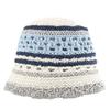 Wide Brim Crochet Panama Hat Breathable Beach Sun Hat Popular Striped Bucket Hat  Daily