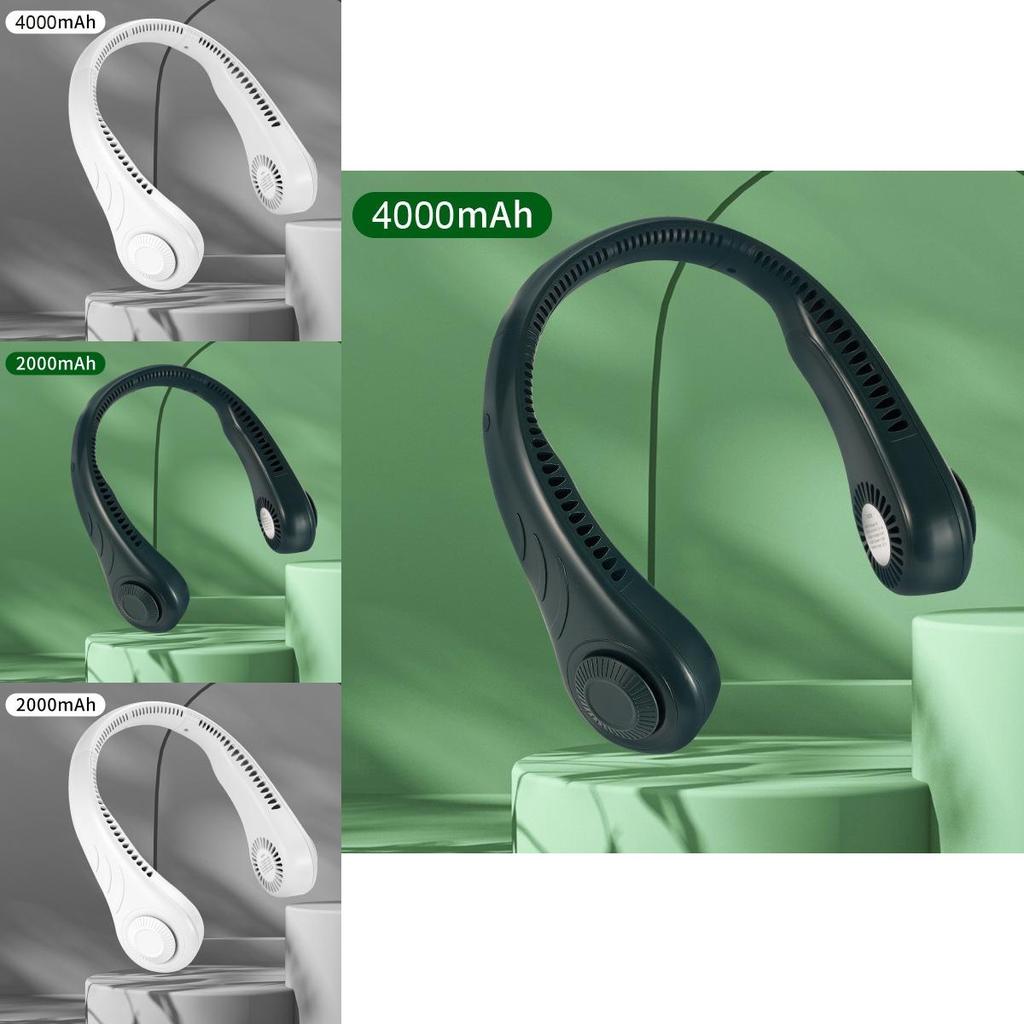 Portable Hanging Neck Fan Usb Rechargeable Brushless Motor White Low Noise