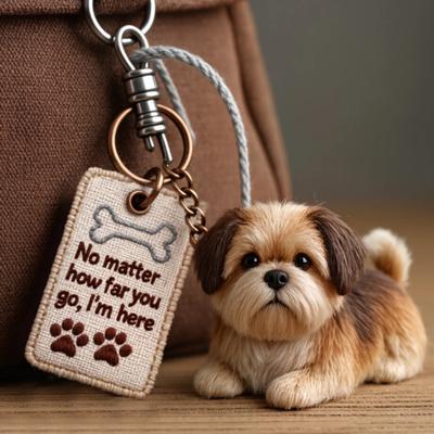 Breloque de Sac de Soutien Émotionnel Pendentif Animal en Peluche Positif Chat Chien Porte-Clés Charme avec Message Brodé pour Sac à Dos Sac à Main