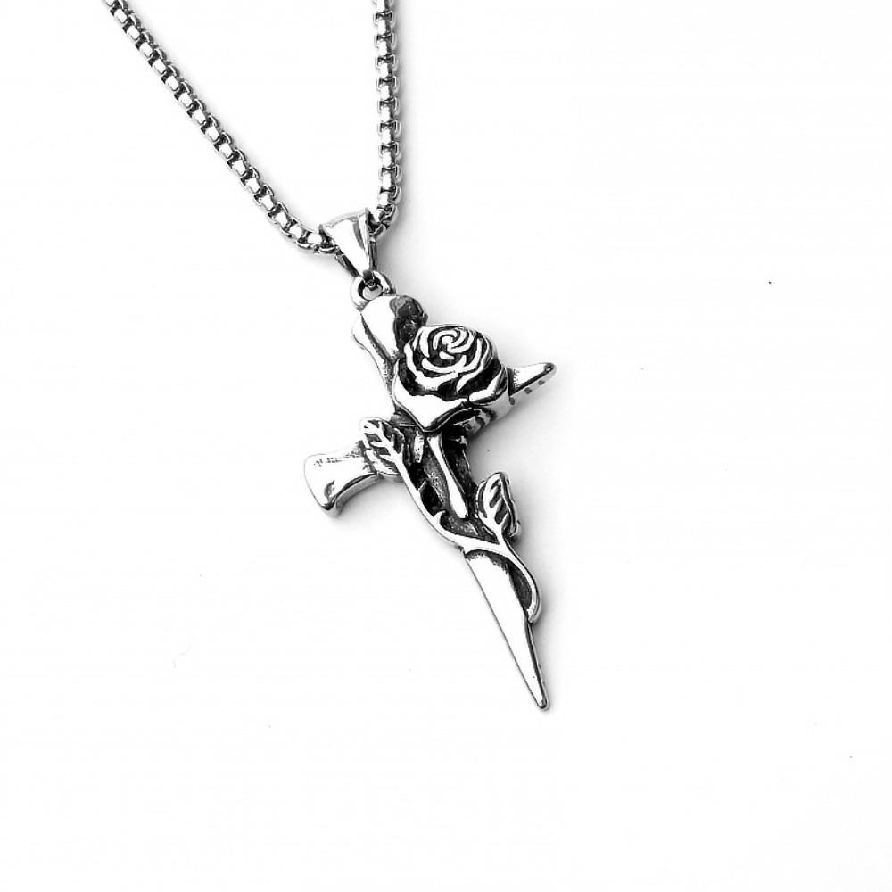 Vintage Viking Iron Triangle Shield Titanium Steel Pendant Necklace for Men