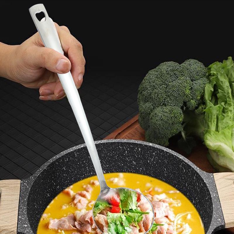 Küchenutensilien-Set aus Edelstahl: Hot Pot & Schaumlöffel, Verlängerter Griff, Brei- & Suppenkelle