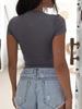 Y2K Casual Gładki Dopasowany Krótki Rękaw - Wiosenno-Letni Bestseller w Europie i Ameryce
