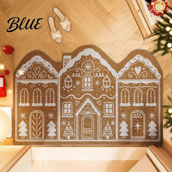 Festive Floor Mat Vintage Living House Dirt Rug Gingerbread Christmas Entrance Scrubber Washable Space Holiday