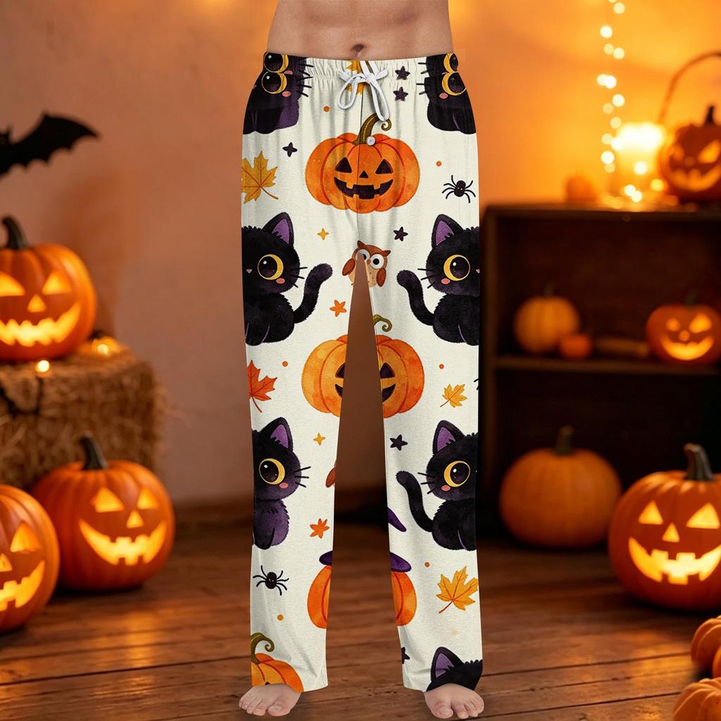 Men's Halloween Print Drawstring Pants Casual Lounge Sleepwear Soft Comfortable Fit Lightweight Fabric
