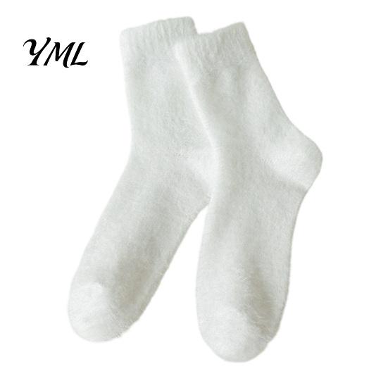 Non Slip Winter Hosiery Thickened Imitation Mink Velvet Socks for Women, Soft Plush Socks, Thermal Warm Crew Solid Color Cozy Home Indoor Living Room