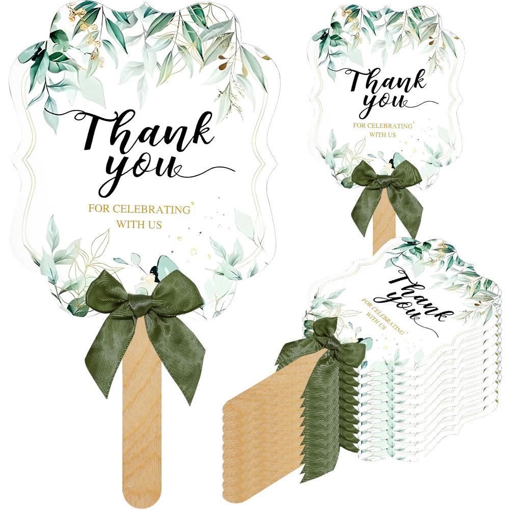 

10 Pcs Wedding Hand Fans Bulk, Wedding Favors Fans For Guests, Thank You For Celebrating With Us Paper Flowering green#0