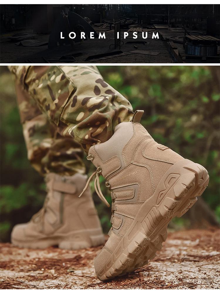 Men's Breathable Mid-Top Tactical Hiking Boots - Wear-Resistant, Large Size Military Duty Footwear