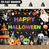 2D Flat Banner 1pc - Spooky Halloween Ghost Pumpkin Head Design, Halloween Theme