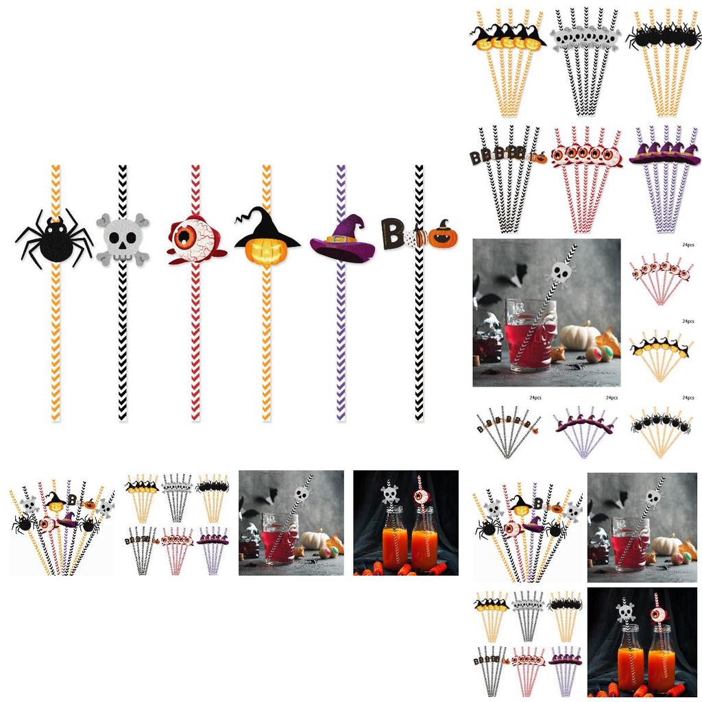 Eye-catching Halloween Pumpkin And Spider Straw Attachments