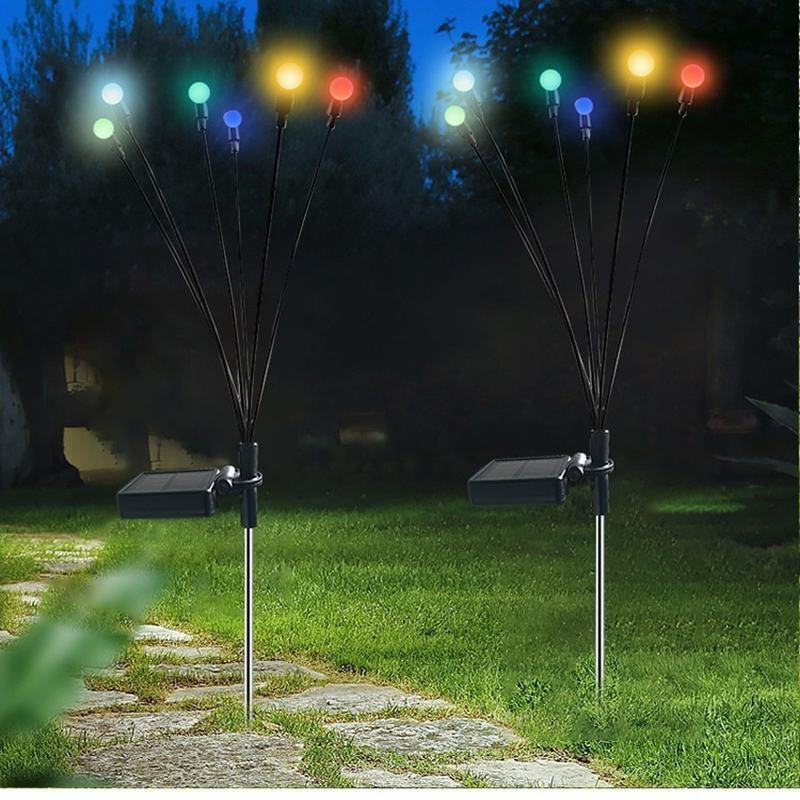 Solar Outdoor Light LED Firefly Lamp Garden Decoration Waterproof Garden Home Lawn Fireworks Light Floor New Year Christmas