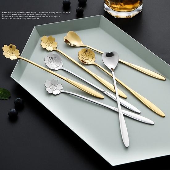 Spoon Long Handle Fine Texture Stainless Steel Mixing Coffee Spoon for Home