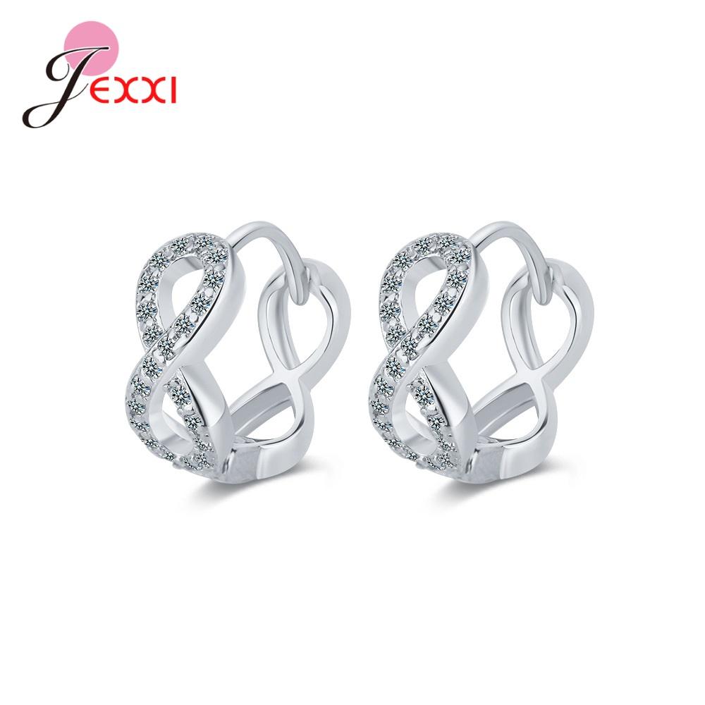 

Geometric Cubic Zircon Infinity Love Hoop Earrings for Women Minimalist 925 Sterling Silver Jewelry Accessoreis Female Bijoux чёрный