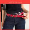 Retro Y2k Red Leather Belt For Women With Alligator Pattern And Gold Buckle