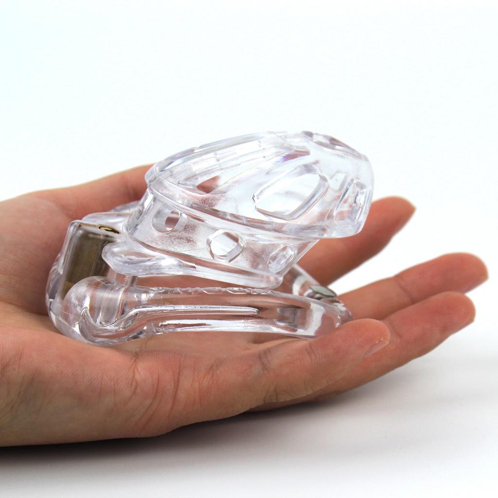 Manyjoy Plastic Chastity Bird Cage Male Locking Chastity Belt Device with 4 Penis Rings Restraint Penis Lock Sex Toy for Men Gay