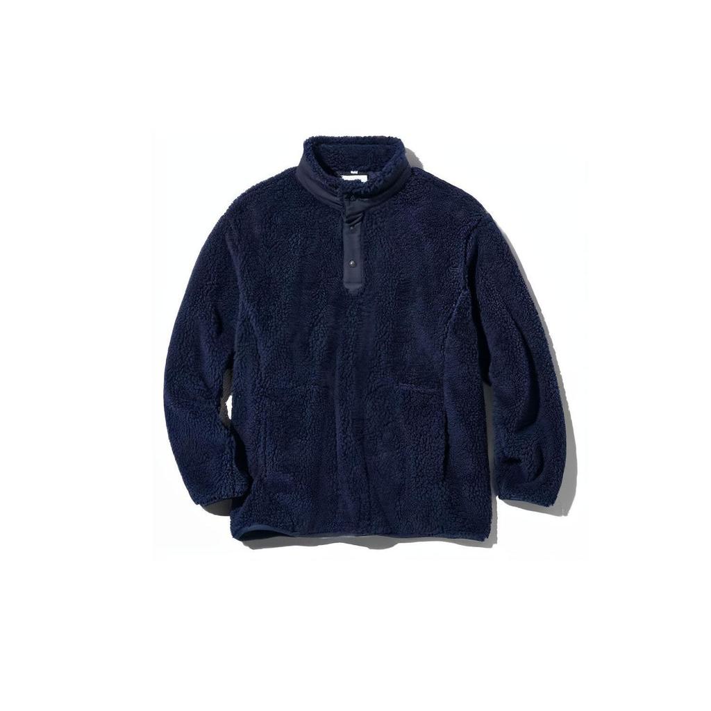 Uniqlo X White Mountaineering Collaboration Fleece Loose Pullover Sweatshirt Unisex sweatshirt Indigo 443221-69