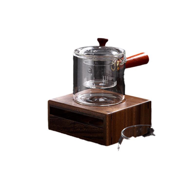 Walnut Wooden Teapot Warmer: Chinese Style Candle-Heated Tea Brewing Stove