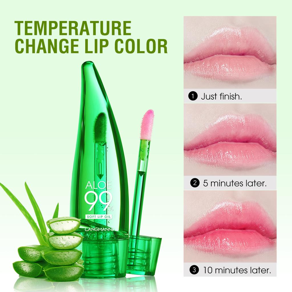 Langmannni Aloe Vera Feuchtigkeitsspendender Lipgloss Warmes Gefühl Farbwechselnder Lipgloss Langanhaltende Feuchtigkeit Lippenöl