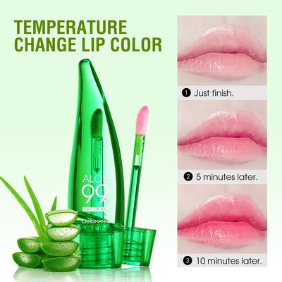 Langmanni Aloe Vera Moisturising Lip Gloss Warm Feeling Colour Changing Lip Glaze Long Lasting Moisture Lip Oil