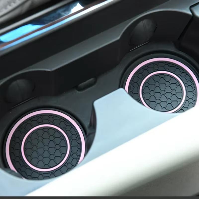 2pcs Non-slip Car Water Cup Pad For Tesla And SUV Sedan Rubber Mat For Bottle Holder Coaster Auto Interior Anti-skid Cup Holders