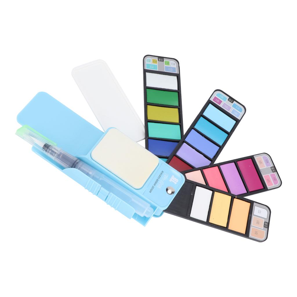 Farby akwarelowe w kostkach 18 kolorów Przenośne składane w kształcie wachlarza z pędzelkiem do wody na urodziny święta Boże Narodzenie